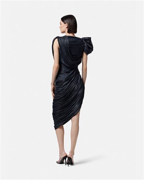 versace pleated midi dress|Versace Draped Pleated Midi Dress .